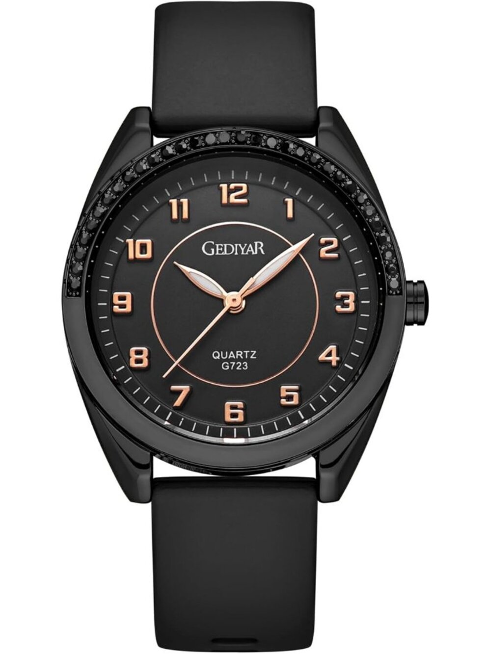 Women's Black Analog Quartz Silicone Band Solid Waterproof Nurses Wrist Watch